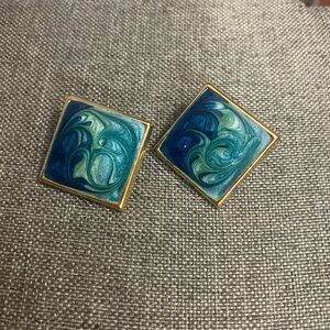 Blue and Green Swirl Earrings